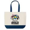 Tote bag - PLANETEE - Super Joueur de Pétanque - Coton 40x45 cm - Fond bleu - Grand format