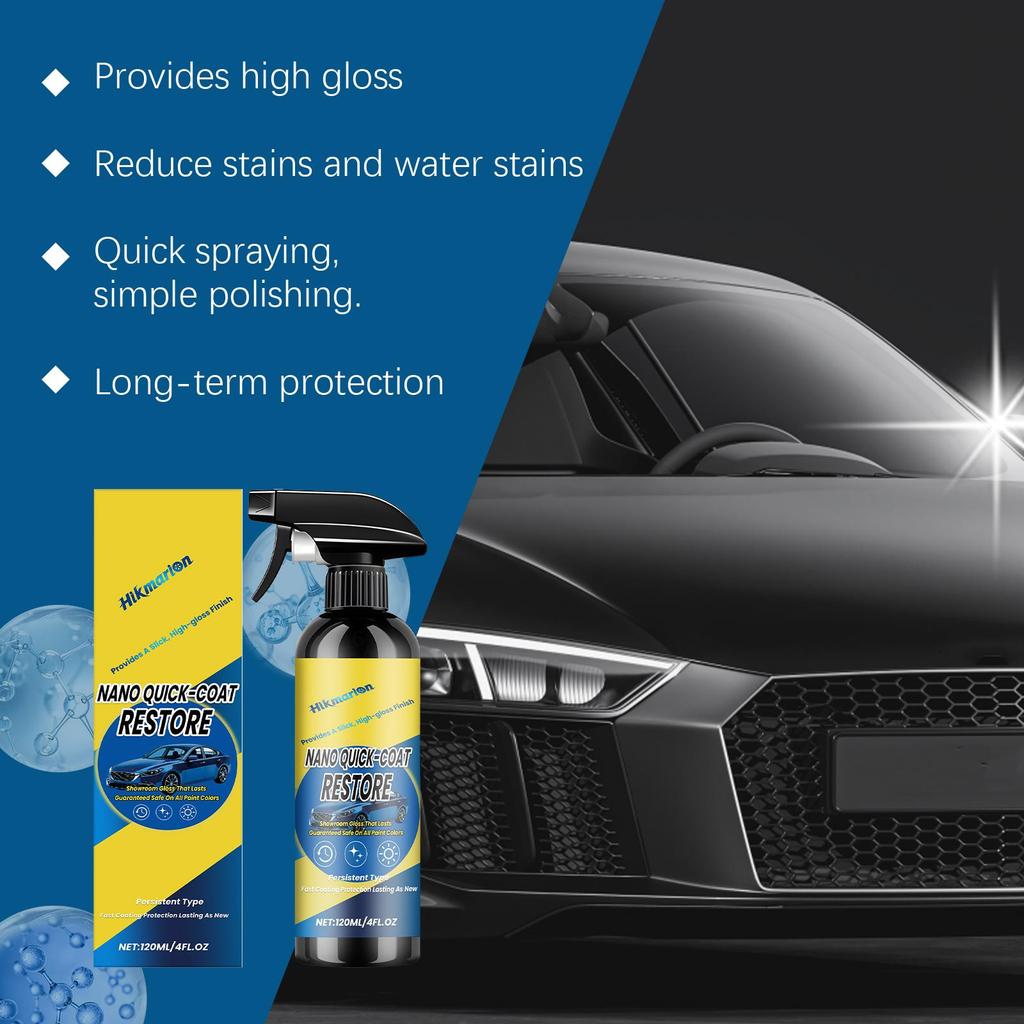 Car Nano Coating Spray Paint Gloss Enhancer Quick Detailer For Home Use Shine Boosting Waterless Wax Polish 120ml