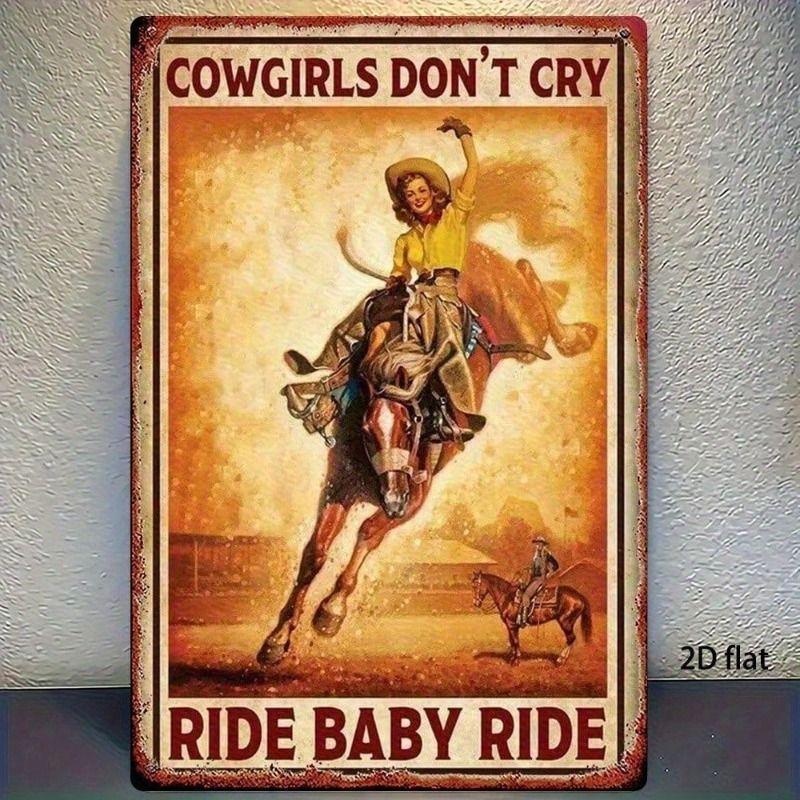 

Metal Wall Art Cowboy on Horse Vintage Poster for Bar Decor
