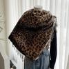 Leopard print scarf women's autumn and winter classic thickened imitation cashmere printed fringed shawl European and American versatile warm scarf
