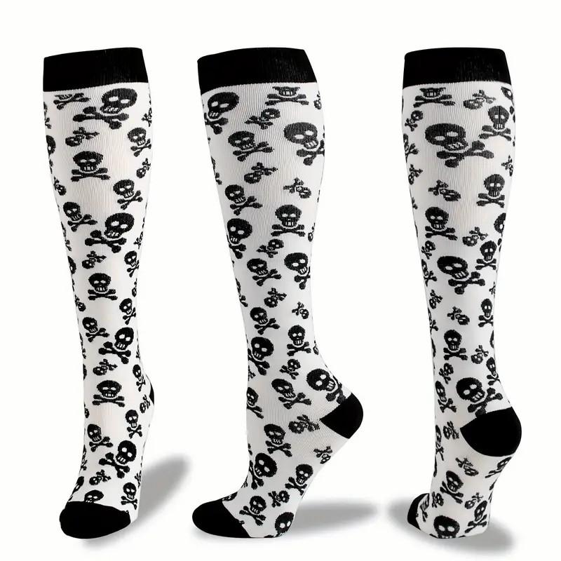 1/4 Pairs Men Women Compression Socks Fashionable Print Suitable Running Hiking Cycling Sports Compression Socks On the Knees