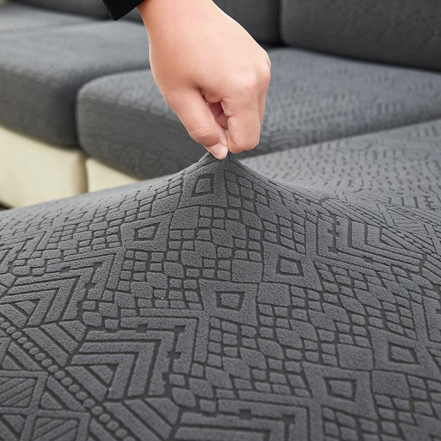 1/2/4/6Pc Stretch Polar Fleece Jacquard Chair Covers - Geometric Pattern, Easy Install For Home & El