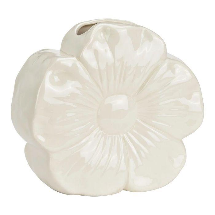 Vase fleur en porcelaine 19 x 22 cm blanc