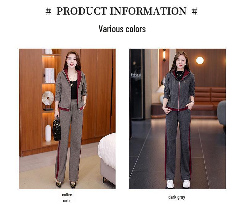 Tuta sportiva casual da donna Inverno 2025: Completo Giacca Calda con Cappuccio e Pantaloni Lunghi in Velluto #895.