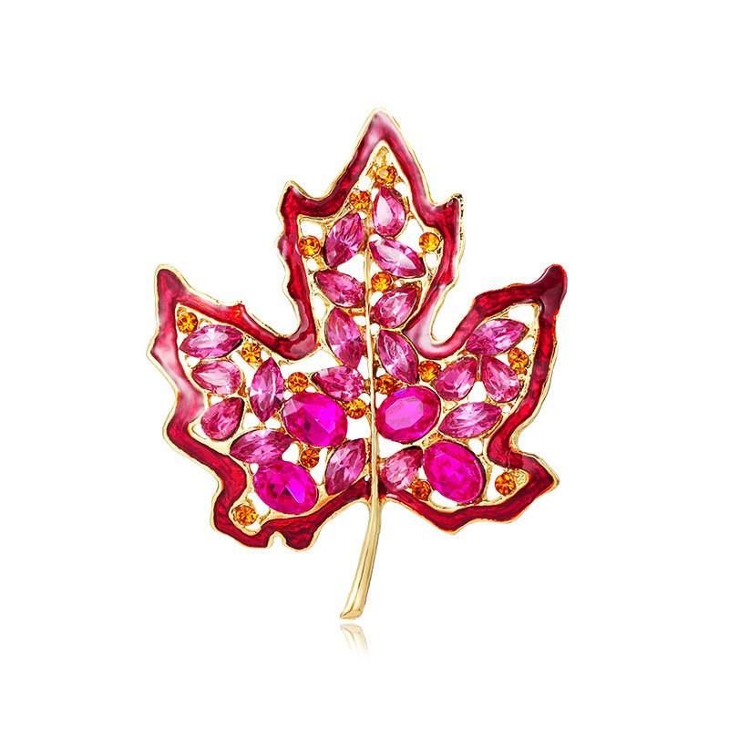 Heavy Industry Rhinestone Maple Leaf Brooch High-end Women's Exquisite Luxury High-end Niche Brooch Suit Coat Pin Accessories