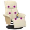 Massage Chair with Footrest Cream Faux Leather