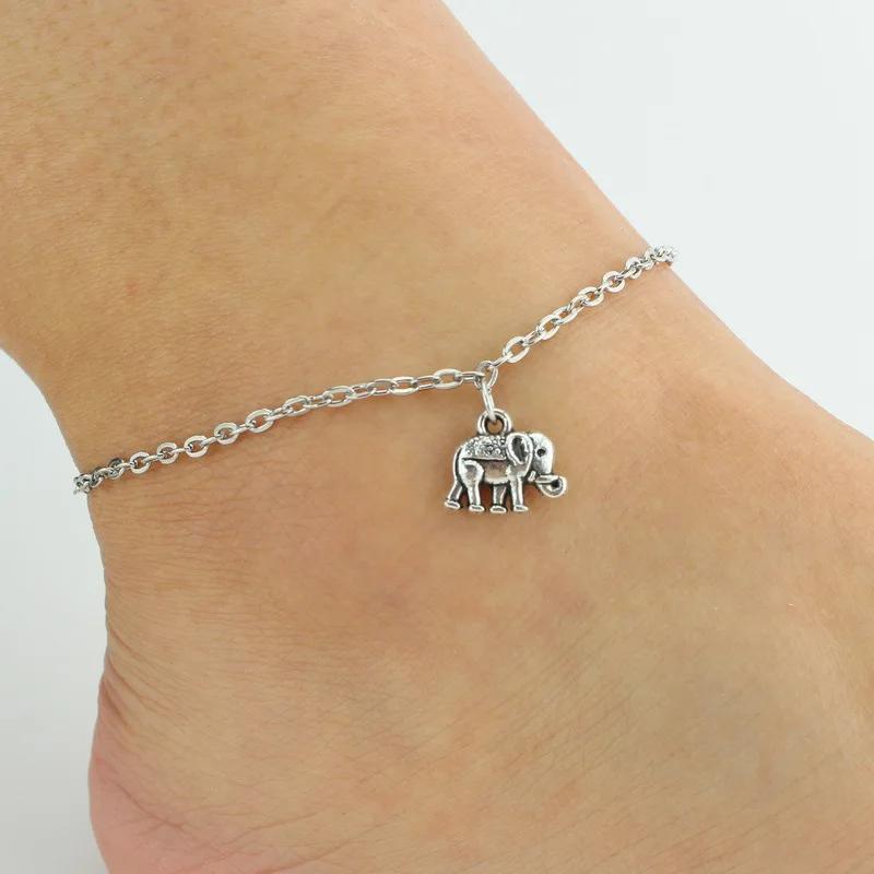 New Fashion Retro Elephant Charm Beach Anklets For Women Trendy Silver Color Foot Jewelry Wholesale Leg Bracelet Gift For Girl