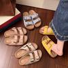 2025 new casual cool slippers summer retro cork bottom thick bottom buckle with casual Boken cool slippers women