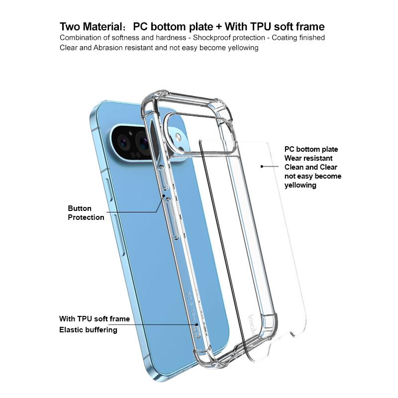 IMAK Für Google Pixel 9 Pro XL Hülle Ecken Schutz PC+TPU Handyhülle