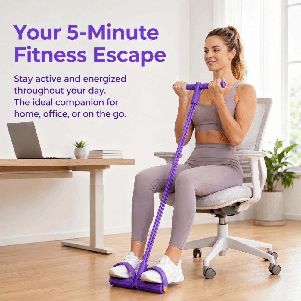 2PCS T Handle Pedal Resistance Band 4 Tube Sit up Trainer Compact Foot Pedal Exerciser  Arm Training