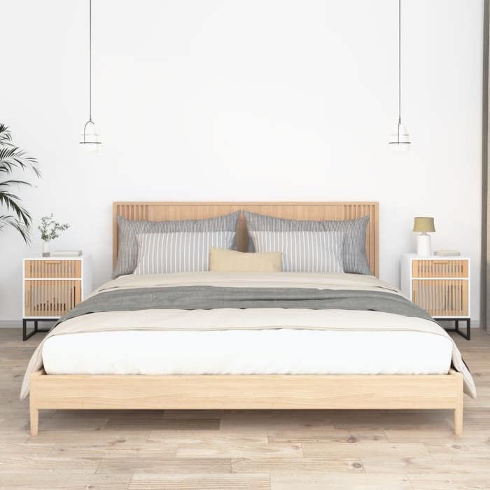 VidaXL Bedside Tables 2 Pcs, Nightstands with Compartment, Bed Cabinets, Bedroom Storage Furniture, 352092