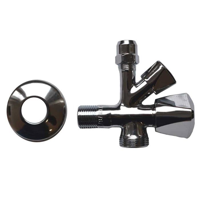 Chrome-plated Combined Stop Valve 1/2, 10 Mm and 3/4 Inch