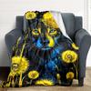 1pc Wolf Dandelion Night Blanket Lightweight Flannel Blanket Throw Blanket For Sofa, Bed, Travel, Camping, Livingroom, Couch, Chair, And Bed Yy2509026