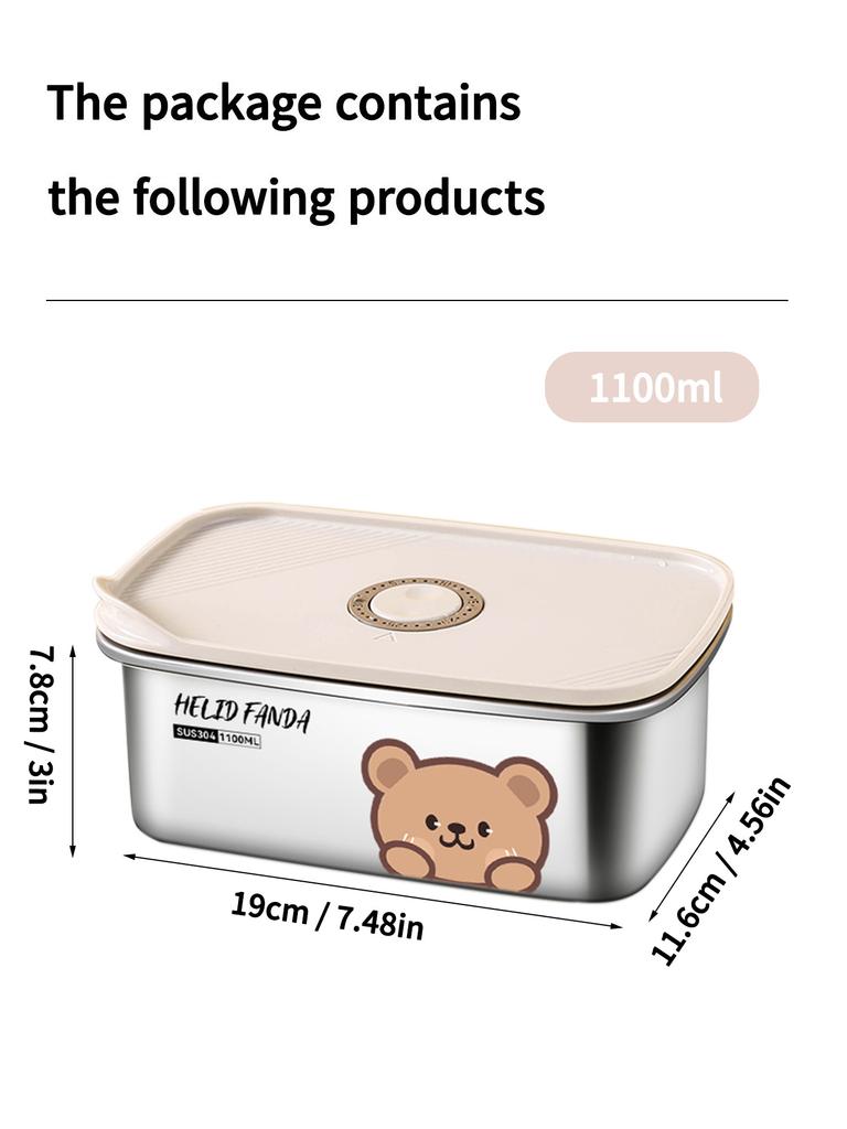 WORTHBUY 304 Stainless Steel Lunch Box Fresh-keeping Box Microwave Heatable Fridge Sealed Storage Box Portable Food Container