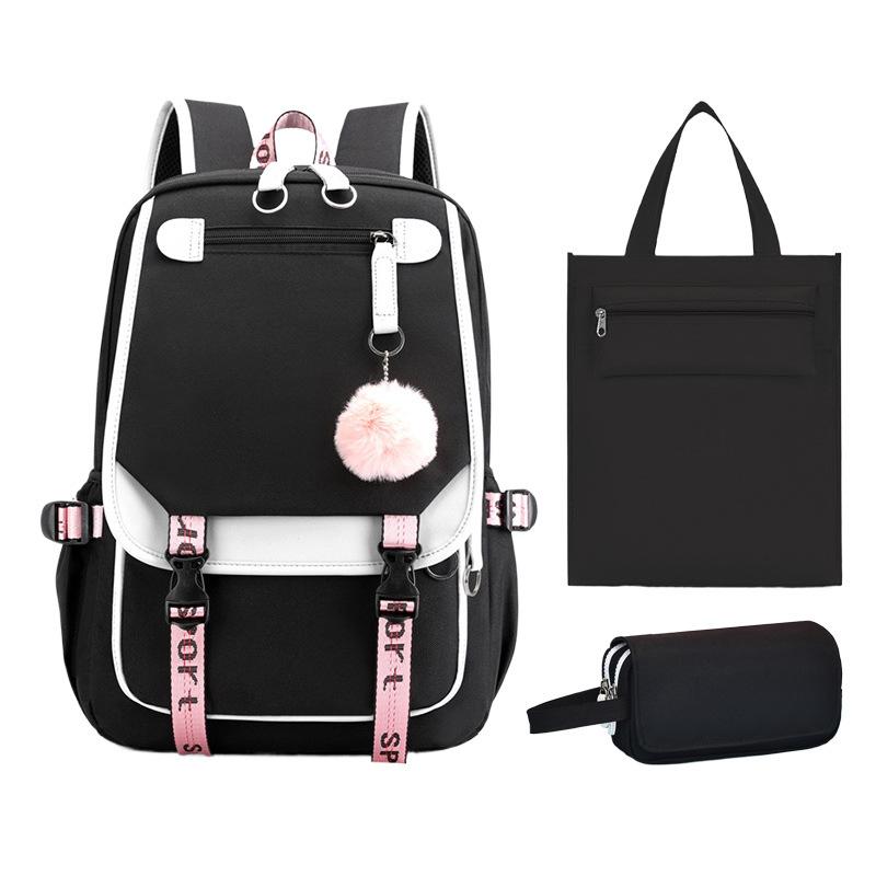 Printing College Style Backpack, High-capacity Schoolbag for Primary and Secondary School Students, Three-piece Set