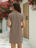 Women's Crew Neck Short Sleeve T Shirt Dress Solid Mini Dress with Pocket