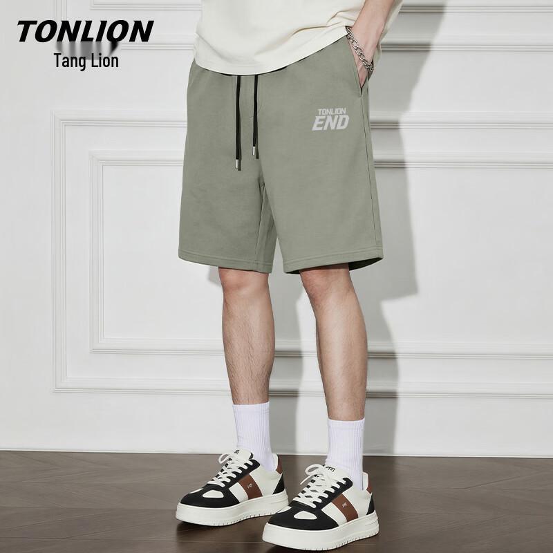 TonLion Men's Summer Pure Cotton Loose-Fit Straight-Leg Shorts