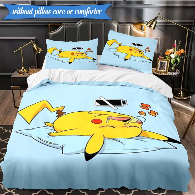 Cute Pika Adventure 3pcs K-pop Music Group Bedding set,Ideal for Bedroom, Dormitory,Including Duvet Cover And 2pcs Pillowcases,Fan Gifts