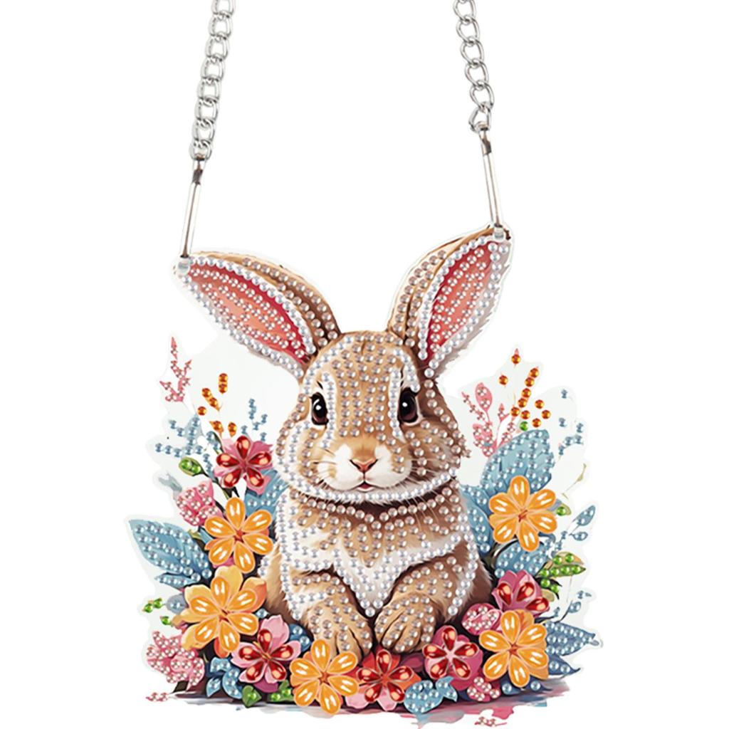 Special Shape Easter Rabbit Wreath 5D DIY Diamond Painting Dots Pendant DIY Diamond Art Pendant Kit Diamond Painting Ornaments