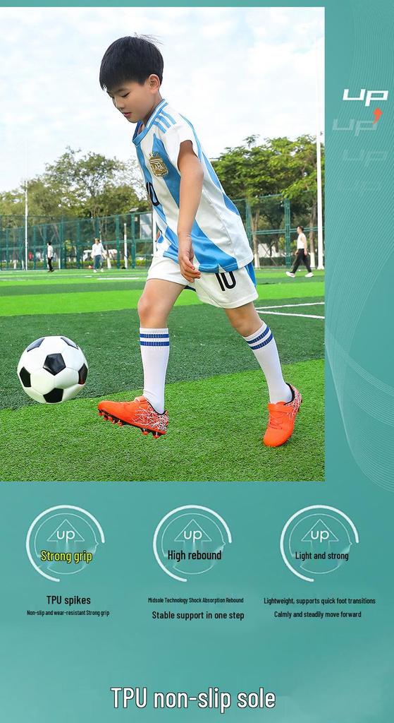 Kids' Studded Soccer Shoes for Boys and Girls, Youth Outdoor Lawn Football Shoes
