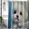 Cute Puppy Shower Curtain, Bathroom Decorative Shower Curtain, Waterproof Shower Curtain with Hooks