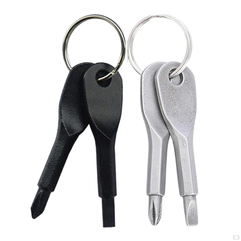 Portable Screwdriver Set, Flathead and Screwdriver, Stainless Steel Key Chain for