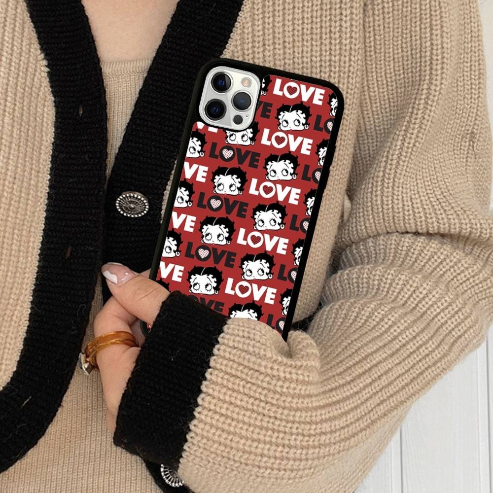 Animation B-Betty Boop PC+TPU Protective Phone Case For IPhone 17 16 Pro Max 15 Plus 14 13 12 11 Cover