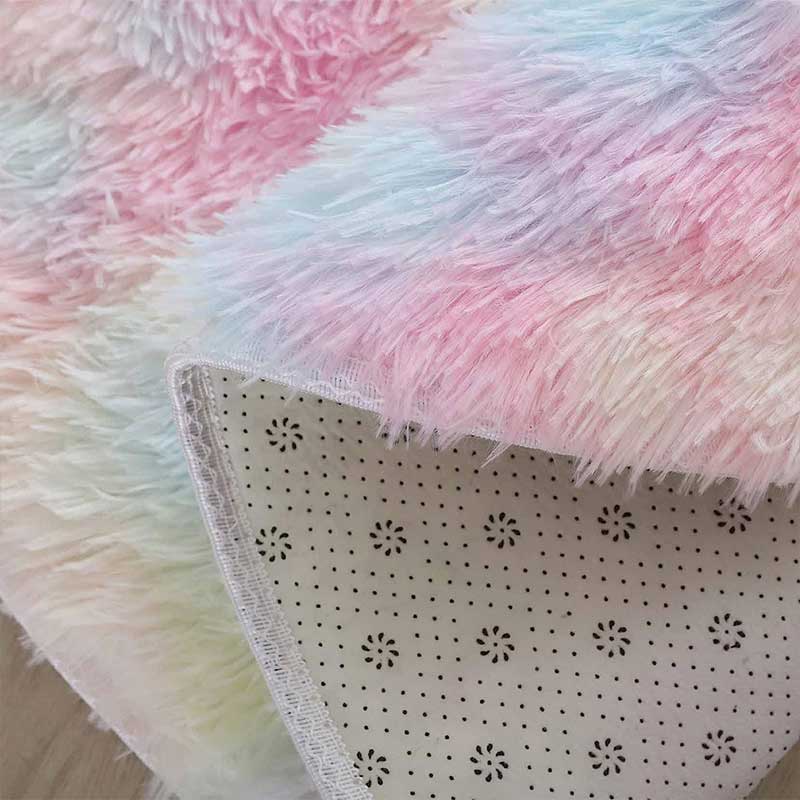 60/80/100/120/140/160 Runder Teppich Regenbogen Flauschig Weich Teppiche für Kinder Mädchenzimmer Plüsch Shag Teppich Niedlicher Kreis Schlafzimmer Dekoration