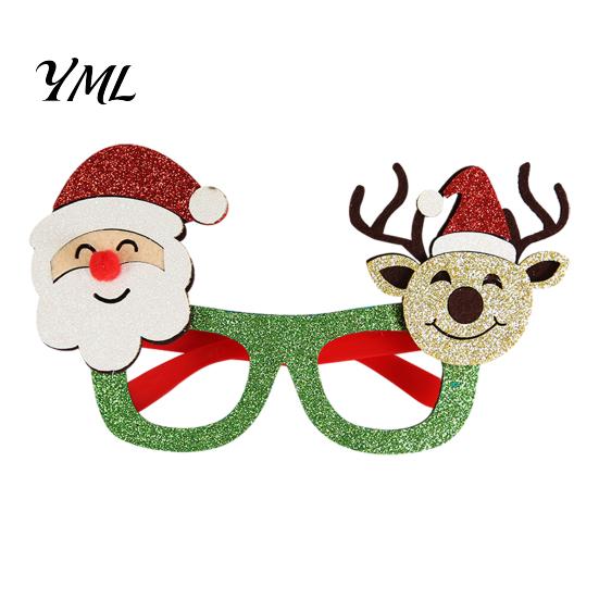 Fun Holiday Accessories for Kids Christmas Glasses, Glitter Party Glasses Frames, Novelty Elf Snowman Santa Claus Elk Frames Reindeer Eyeglasses