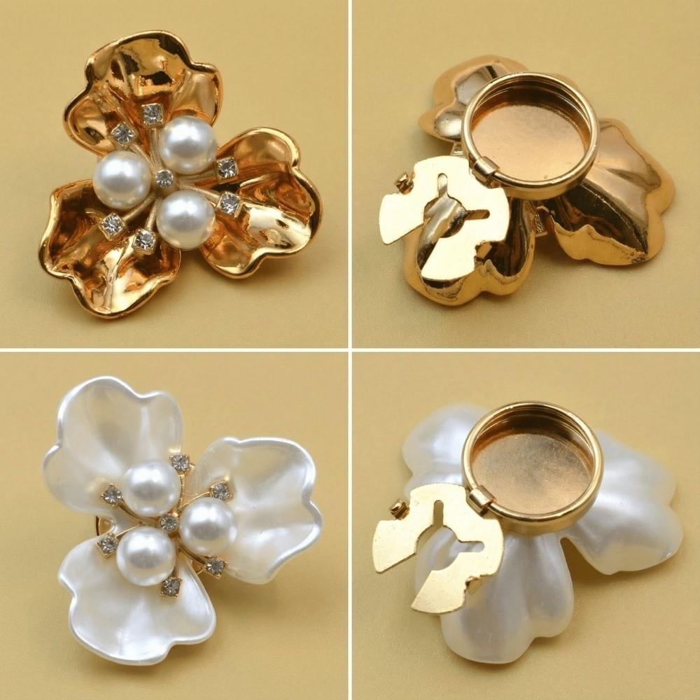 1pcs Detachable Flower Pearl Cufflinks Three-petal Flower Clip on Button Covers Seamless Installation Gift