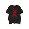 European sizes Red Rabbit Print Round Neck T-Shirt, Casual Short Sleeve Top for Spring And Summer, Women'S Clothing