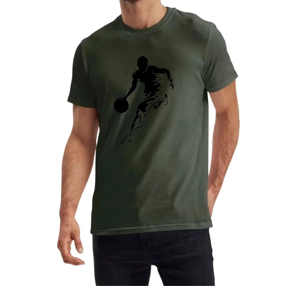 Creative Skull Play Ball Pattern Print Short Sleeve T-shirt Summer Comfortable Fashionable Breathable Casual Versatile Sports Men's Cotton T-shirt