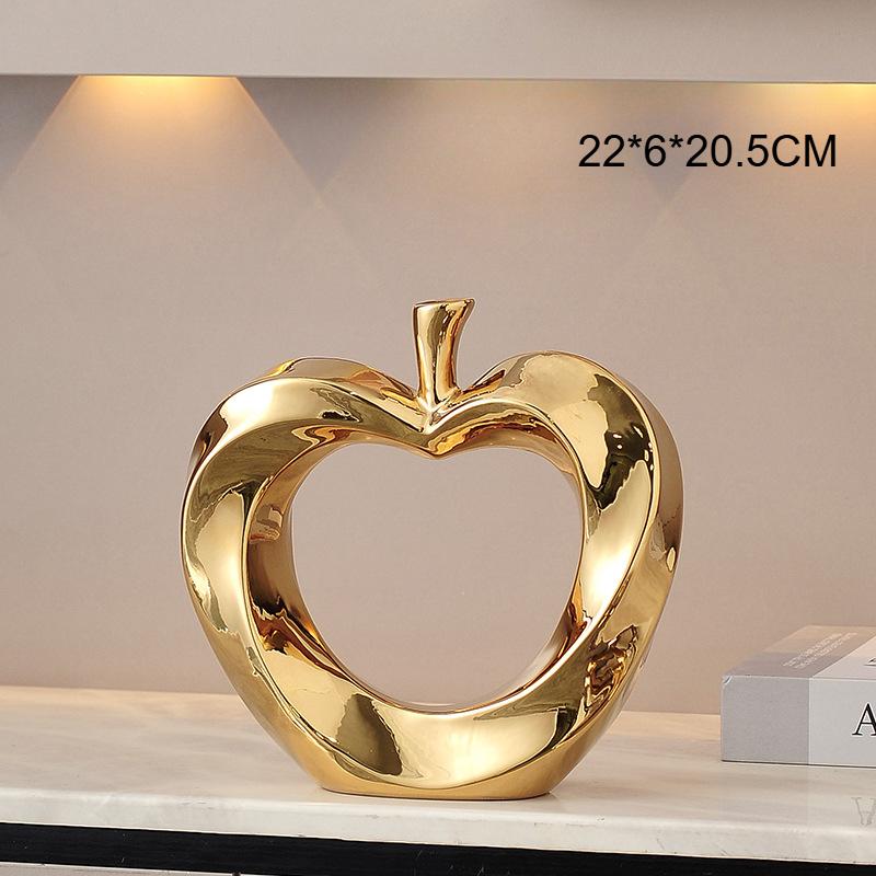

Гальванизированная керамическая скульптура яблока, вырезанные в форме сердца, скульптура яблока, статуэтка фрукта, скандинавский домашний декор, украшения для винного холодильника