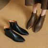 Fashion 2024 New Autumn Women Boots Fashion Chunky Heels Pointed Toe Short Boots Ankle Boots Retro Genuine Leather Ladies Shoes