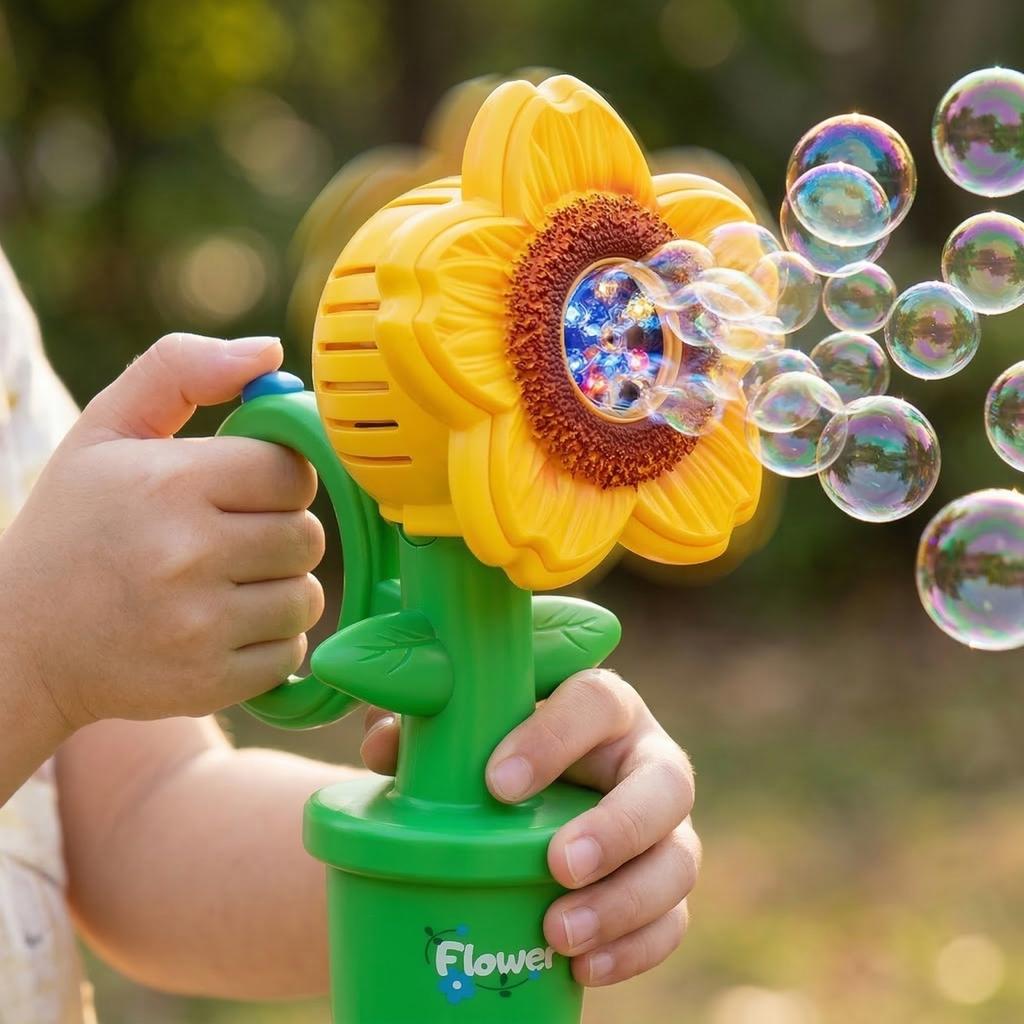 30ml Car-Mounted Sunflower Bubble Machine — Electric, Swinging, And Light-Up — The Bubble Toy For Kids