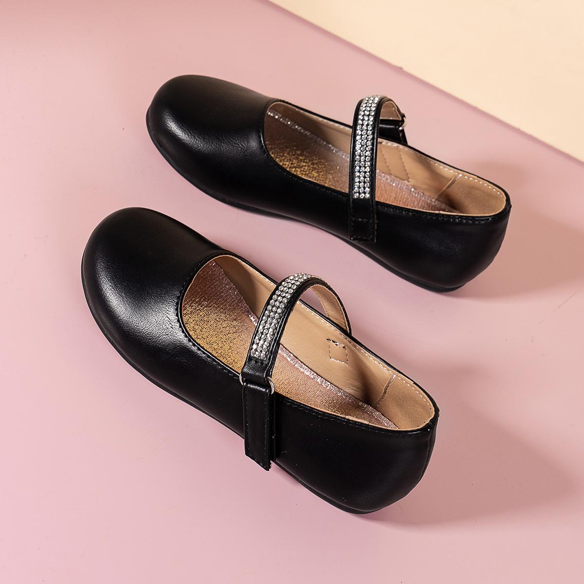 

Детская кожаная обувь Shine Elegant для девочек, неглубокие мокасины Chic Princess 2024, детская мода, круглый носок, нескользящие балетки Britain Wind 31 чёрный