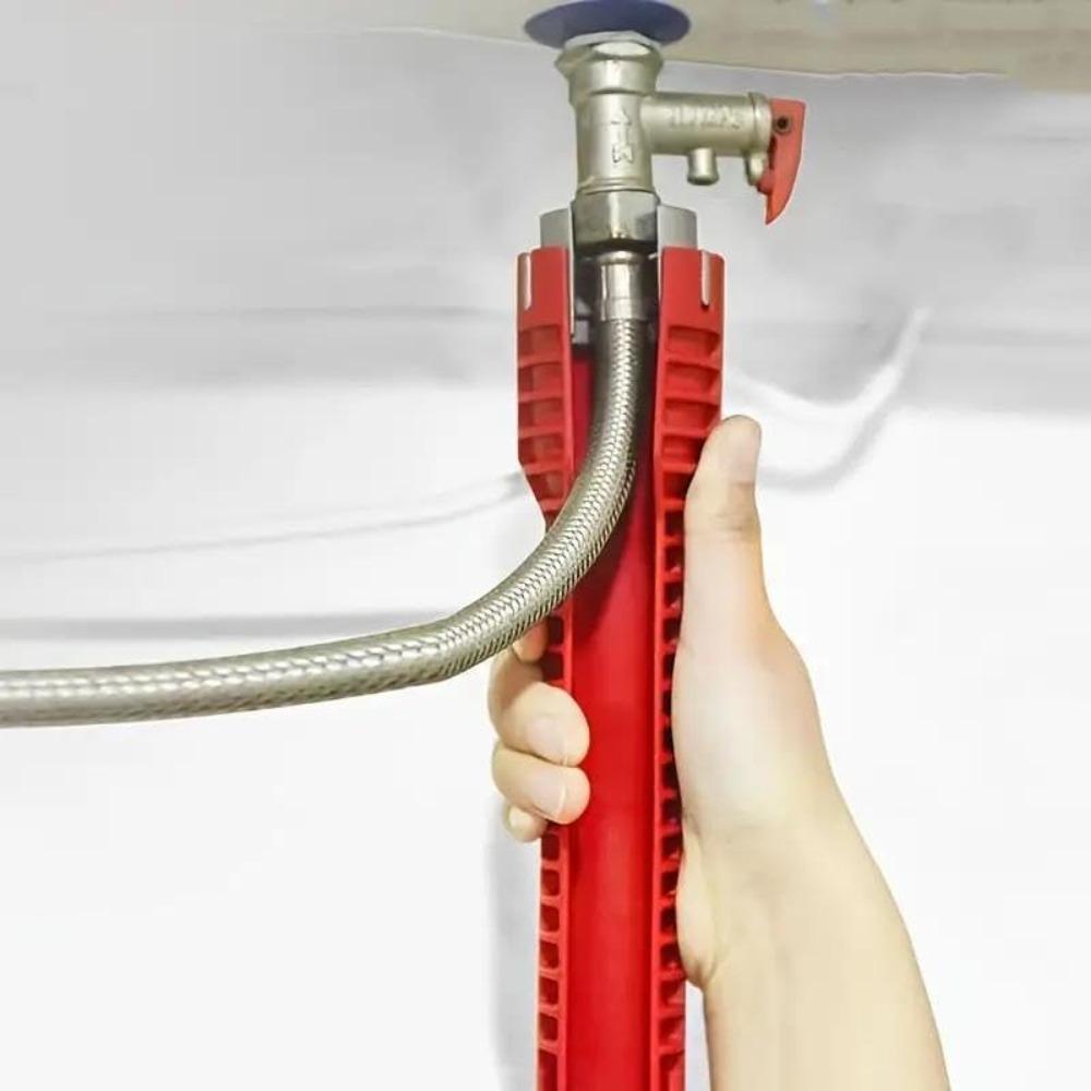 5 in 1 Multifunctional Sink Bathroom Wrench, Plumbing Installation Tool Household Water Pipe Faucet (Red)