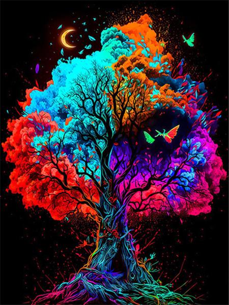 Diamond Art Painting Tree Fantasy Full Square Round Embroidery Mosaic Colorful Landscape Home Decor