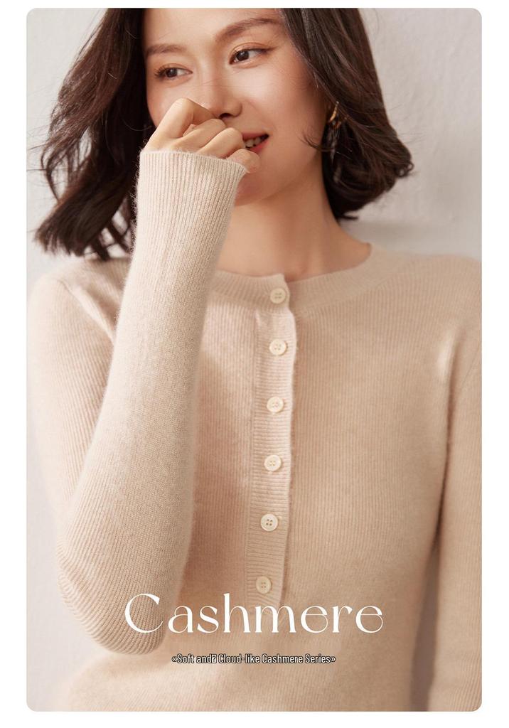 Lekasha Women's Round Neck Cashmere Sweater - New Spring/Autumn Knitted Pullover