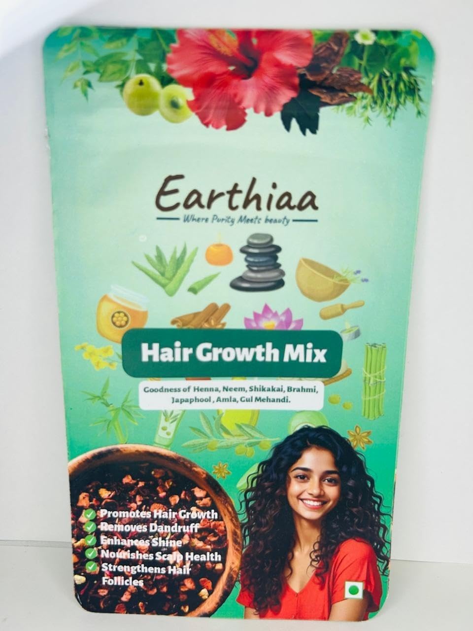 Earthiaa Hair Growth Mix Powder - 100g | With Henna, Neem, Shikakai & Brahmi | Natural Hair Care for Strong & Healthy Hair