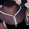 CMM Shiny Cubic Zirconia Elegant Long Dangling Drop Tassel Wedding Costume Necklace Brides Jewelry Sets for Women
