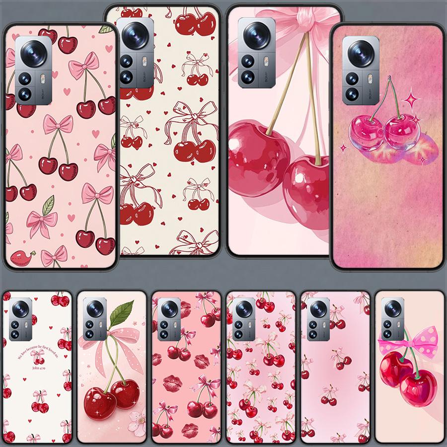 Cherry Bow Phone Case For Xiaomi Poco X7 X6 M8 M7 M6 M4 M3 X4 Pro F7 Ultra M5S Mi 14 14T 15 15T 12T 10T Pro 12S 12 11 Lite Cover