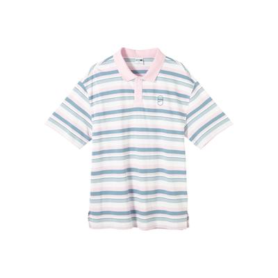 Downtown Color Block Striped Short Sleeve Polo Shirt Unisex Polo Shirts Light-Pink 630119-93