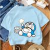 2026 Casual Round Neck Boys and Girls Summer T-Shirt Doraemon Fashion Cartoon Design