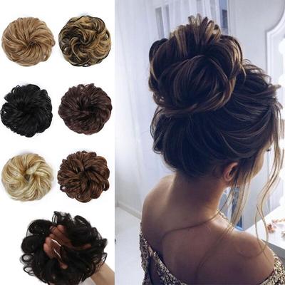Womens Curly Scrunchie Chignon Synthetic Hair Bun With Elastic Band High Temperture Fiber Messy Hair Extensions Hairpieces