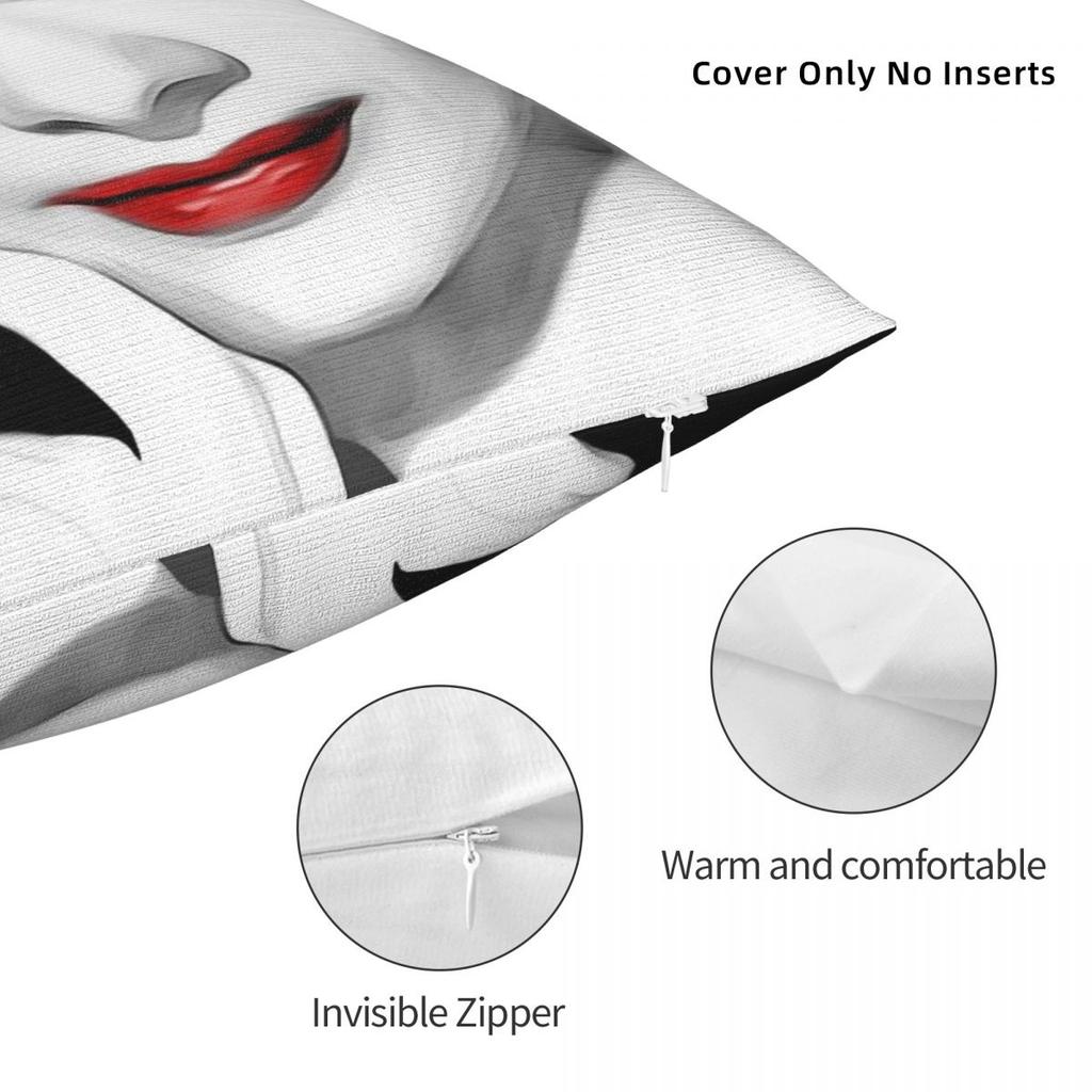 Audrey Hepburn Lips Square Pillowcase Polyester Linen Velvet Printed Zip Decor Pillow Case Sofa Cushion Cover 45X45