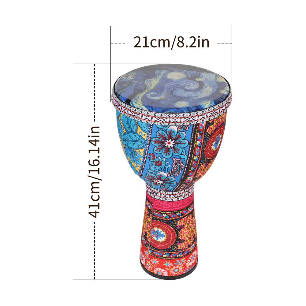 African Hand Drum  8 Inch Portable Djembe Drum Percussion Instrument with Colorful Art Patterns for Children Light Tambourine