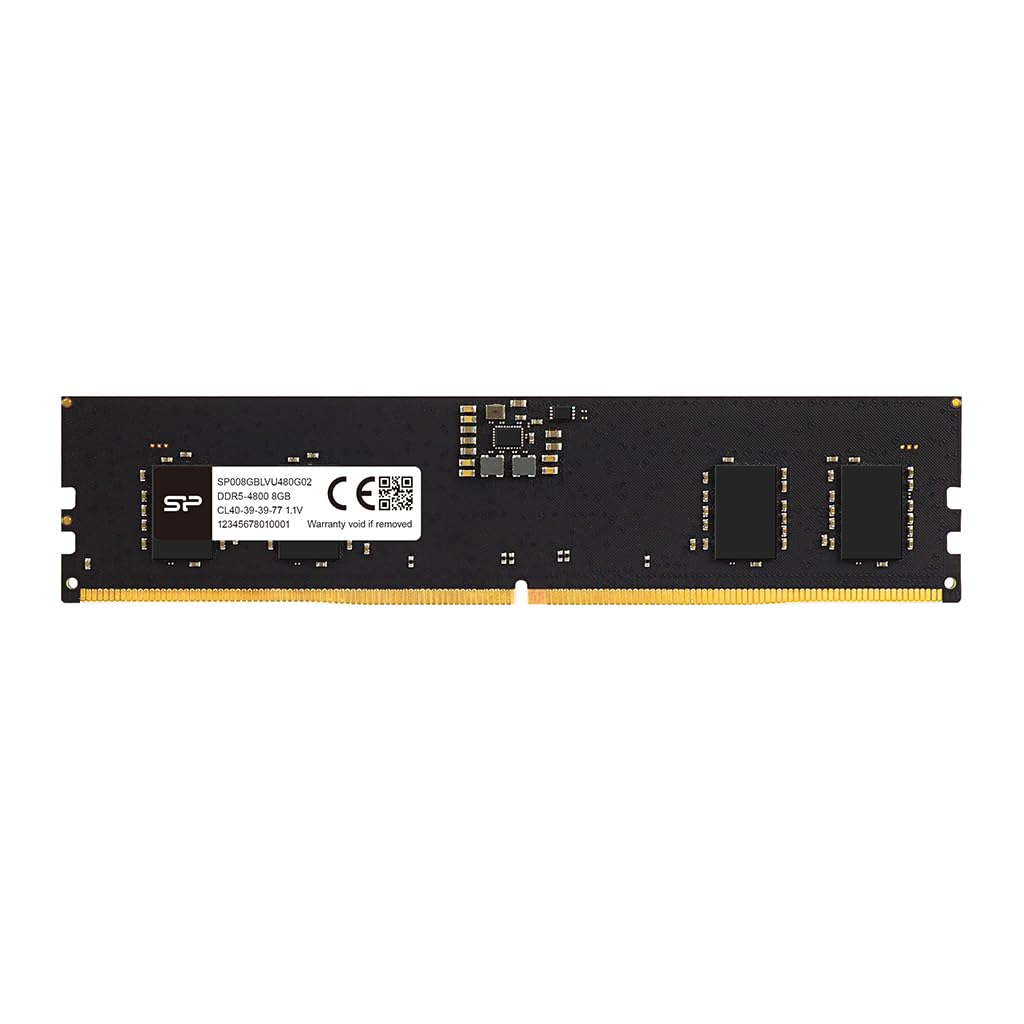 Silicon Power DDR5 8GB (1x8GB) 4800MHz (PC5-38400) 288-pin CL40 1.1V UDIMM Non-ECC Desktop RAM Computer Memory SP008GBLVU480G02