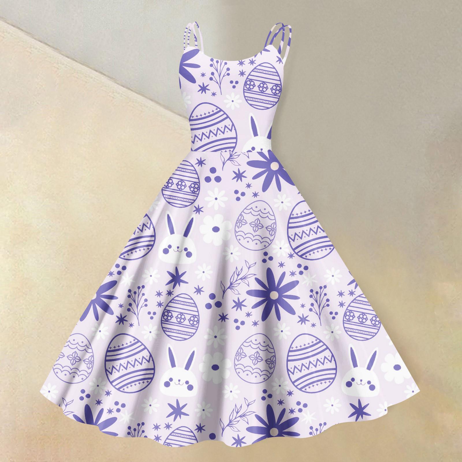 

Жіноча повсякденна модна сексуальна ретро-спідниця з відкритими плечима з квітковим принтом S фіолетовий