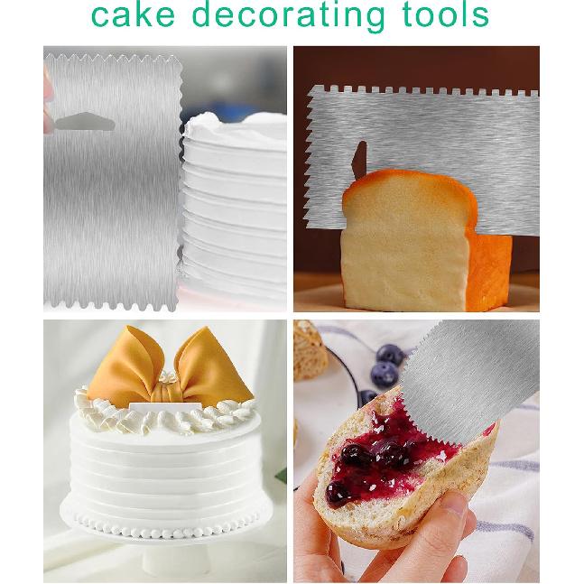 New 6pcs Cake Scraper 430 stainless Decorating Comb and Icing Smoother